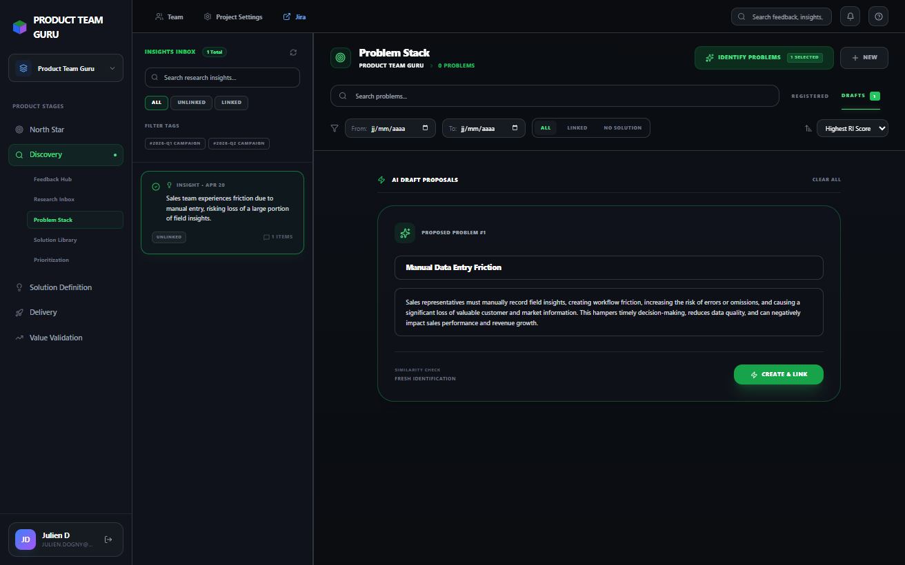 Product tour capture for problem gathering and prioritization